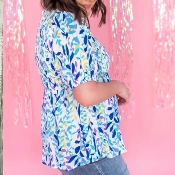 Jodifl Shades Of Blue Smocked Blouse - Picture 3 of 8